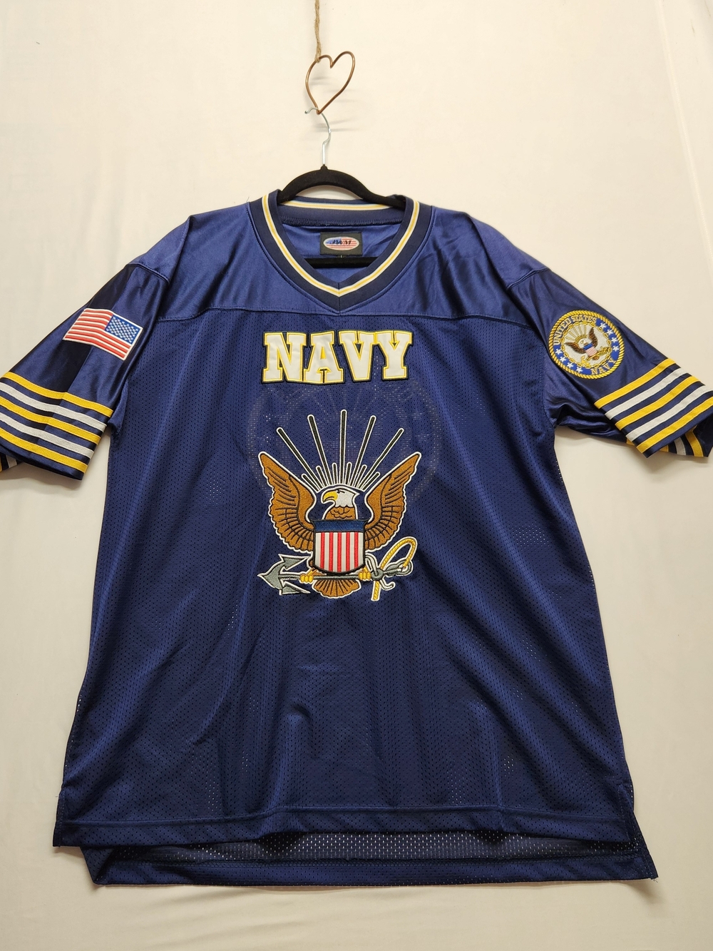 ⭐️JWM U.S. Navy Officially Licensed Football Jersey Blue Mens Large Sewn Logo